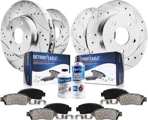 Detroit Axle - Brake Kit for 2010-2012 RDX, 2007-2016 Honda CR-V Drilled & Slotted Brake Rotors Ceramic Brakes Pads Front and Rear Replacement